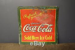 Original 1927 Coca Cola Tin Sign- Refresh Yourself. NO RESERVE
