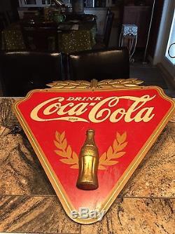 Original 1930's Coca Cola Wood Triangle Advertising Sign By Kay Displays