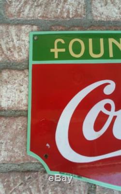 Original 1930's Drink Coca Cola Fountain Service Porcelain Sign Coke
