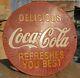 Original 1930's Old Vintage Rare Delicious Coca Cola Porcelain Enamel Sign Board