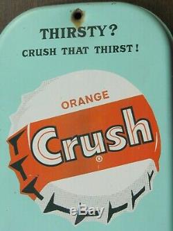Original 1930's Orange Crush Soda 16 Metal Thermometer Sign Works