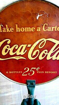 Original 1930s Coca Cola Soda Bottle Rack Holder With Sign Store Display