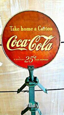 Original 1930s Coca Cola Soda Bottle Rack Holder With Sign Store Display