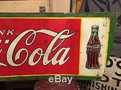 Original 1932 Coca Cola Sign Soda Fountain Diner Service Station Barn Find Tin