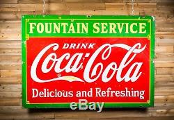 Original 1933 Coca Cola Fountain Service Porcelain Sign