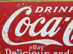 Original 1933 Coca-Cola Pharmacy Single-sided Porcelain Sign 8ft x 4ft