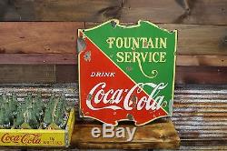 Original 1936 Coca Cola Fountain Service Porcelain Sign