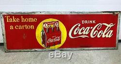 Original 1938 Coca Cola 6 Pack Metal Sign Not Pepsi, 7Up, Orange Crush