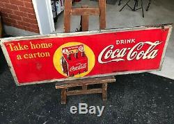 Original 1938 Coca Cola 6 Pack Metal Sign Not Pepsi, 7Up, Orange Crush