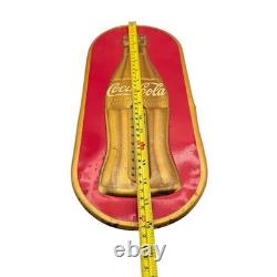 Original 1938 Coca Cola Coke Embossed Bottle Painted Metal Thermometer Sign
