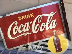 Original 1939 Coca Cola Metal Flange Sign 20x24