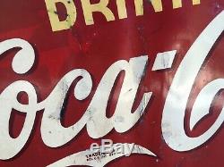 Original 1939 Coca Cola Metal Flange Sign 20x24