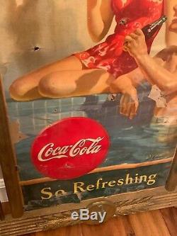 Original 1940's Coca Cola Cardboard Sign in Original Kay Frame
