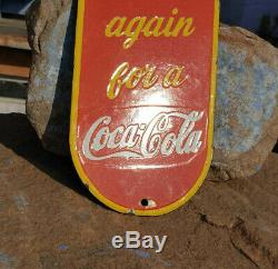 Original 1940's Old Vintage Rare Coca Cola Ad Porcelain Enamel Door Sign Board