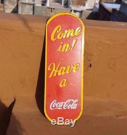 Original 1940's Old Vintage Rare Coca Cola Adv. Porcelain Enamel Sign Board