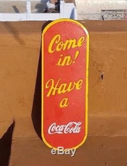 Original 1940's Old Vintage Rare Coca Cola Adv. Porcelain Enamel Sign Board