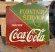 Original 1940's Old Vintage Rare Fountain Coca Cola Porcelain Enamel Sign Board