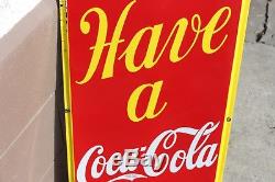Original 1942 Coca-Cola Porcelain Sign 54 TALL