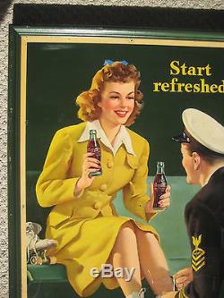 Original 1943 Coca Cola Cardboard Poster Sign, Not embossed, Not Porcelain