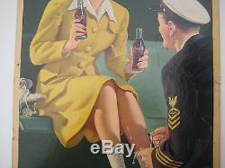 Original 1943 Coca Cola Cardboard Poster Sign, Not embossed, Not Porcelain