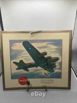 Original 1943 Coca-Cola WW 2 Boeing B-17 U. S. Army Long Range Bomber Sign RARE