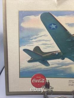 Original 1943 Coca-Cola WW 2 Boeing B-17 U. S. Army Long Range Bomber Sign RARE