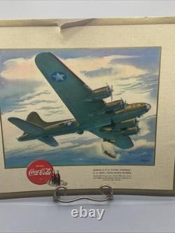 Original 1943 Coca-Cola WW 2 Boeing B-17 U. S. Army Long Range Bomber Sign RARE