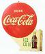 Original 1950's Drink COCA-COLA Ice Cold Doubled Sided Metal Flange Sign