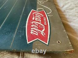 Original 1950s 1960s Coca-Cola Fishtail Hanging Menu Chalkboard Coke Sign