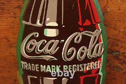 Original 1950s Coca Cola Bottle Porcelain Sign Coke Soda Advertising