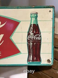 Original 1950s Coca-Cola Fishtail Tin Sign MCA Co