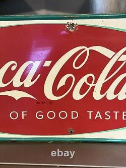 Original 1950s Coca-Cola Fishtail Tin Sign MCA Co