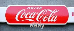 Original 1950s Coca Cola Porcelain Door Push Bar, Coke Advertising, Antique