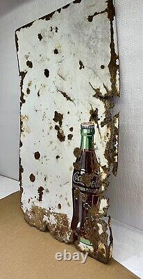 Original 1950s Porcelain Coca Cola Bottle Sign 32 X 18 Rough