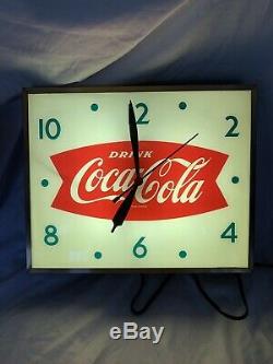 Original 1950s Swisher Coca Cola Fishtail Clock Lights Up /Works Beautiful WOW
