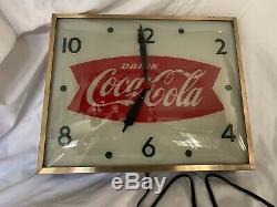 Original 1950s Swisher Coca Cola Fishtail Clock Lights Up /Works Beautiful WOW