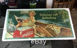 Original 1952 Coca Cola / Coke Cardboard Sign 27-1/2 x 56-1/2 LITHO