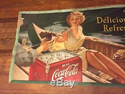 Original 1953 Coca Cola / Coke Cardboard Sign 27-1/2 x 56-1/2