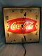 Original 1960s Pam Clock Co. Coca Cola Fishtail Lighted Clock Works Great