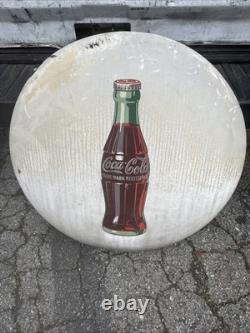 Original 24 Coca-Cola Bottle Porcelain Button Sign True Barn Find Patina