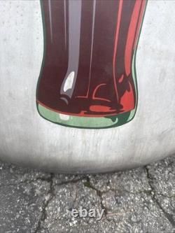 Original 24 Coca-Cola Bottle Porcelain Button Sign True Barn Find Patina