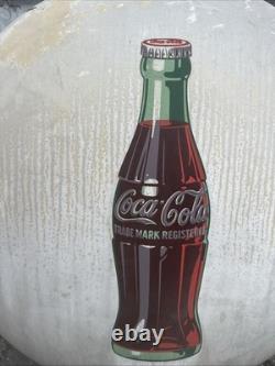 Original 24 Coca-Cola Bottle Porcelain Button Sign True Barn Find Patina