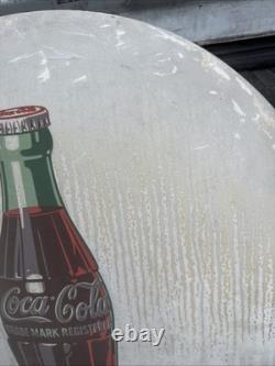 Original 24 Coca-Cola Bottle Porcelain Button Sign True Barn Find Patina