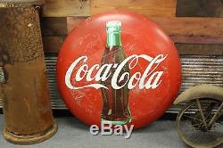 Original 48 Inch Coca Cola Button Sign not porcelain. NO RESERVE