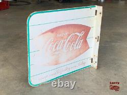 Original 50/60s CocaCola Fishtail Flange Metal Sign Coke 18 x 15 AM 23