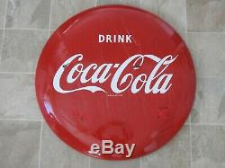 Original Antique 1950 Drink Coca Cola Porcelain Enameled 24 Button Sign Vintage