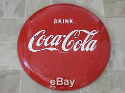 Original Antique 1950 Drink Coca Cola Porcelain Enameled 24 Button Sign Vintage