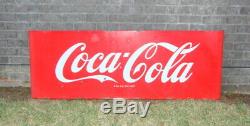 Original Antique 1950s Coca Cola Porcleain Sled Sign, Vintage Coke Advertising