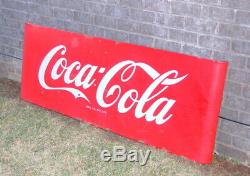 Original Antique 1950s Coca Cola Porcleain Sled Sign, Vintage Coke Advertising