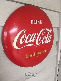Original Authentic Coca-Cola Antique Advertising Button Sign A 12 Size